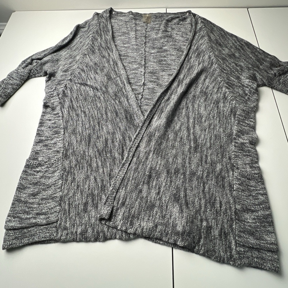 Calia By Carrie Underwood Women's Med 3/4 Sleeve Marled Gray Open Front Sweater